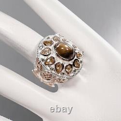Expensive gem Cat's Eye Sunstone Ring Silver 925 Sterling Size 8.5 /R206029
