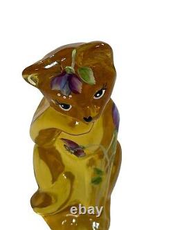 FENTON S. WATERS (HP) EMPRESS Yellow OPAL STYLIZED Hand Painted Floral CAT