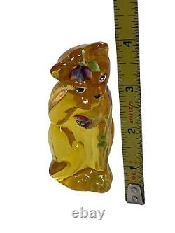 FENTON S. WATERS (HP) EMPRESS Yellow OPAL STYLIZED Hand Painted Floral CAT