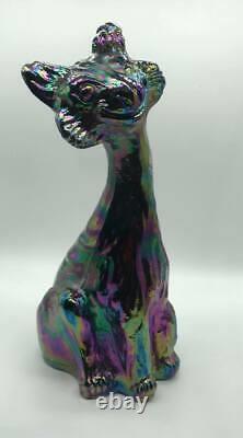 Fenton 11 Alley Cat Black Amethyst Carnival Glass