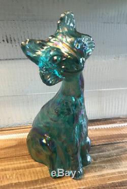 Fenton Alley Cat Art Glass Iridescent Carnival Deco 11 Tall