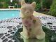 Fenton Art Glass 2002 Floral On Burmese Satin Sitting Cat Figurines. Stephens