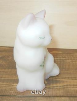 Fenton Art Glass Fenton Rose Garden Sitting Cat Artist Signed