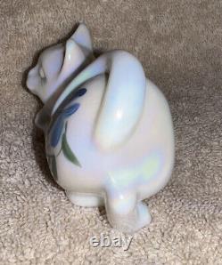 Fenton Art Glass Hand Painted Crouching Cat Figurine