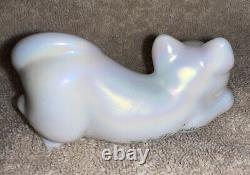 Fenton Art Glass Hand Painted Crouching Cat Figurine