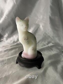 Fenton Art Glass Stylized Cat Lotus Mist Burmese Limited Ed #1132/4750