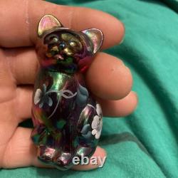 Fenton Cat Hand Painted Signed 3 1/2 Tall