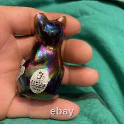 Fenton Cat Hand Painted Signed 3 1/2 Tall