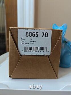 Fenton Cat W DRAGONFLIES ON SKY BLUE STYLIZED FIGURINE W Original Box Signed