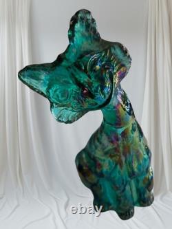 Fenton Emerald Green Carnival Glass Alley Cat 10.5 Tall Museum Collection
