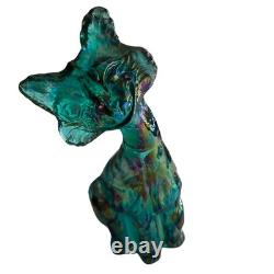 Fenton Emerald Green Carnival Glass Alley Cat 10.5 Tall Museum Collection