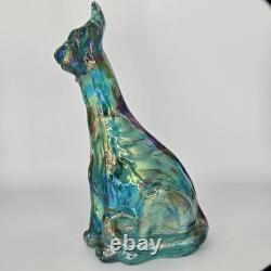 Fenton Emerald Green Carnival Glass Alley Cat 10.5 Tall Museum Collection