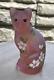 Fenton Gift Shop 2020 Pink Satin Ooak Floral Stylized Cat Francis Burton