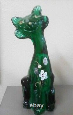 Fenton Glass Animal #39/100 Emerald Green Alley Cat By Rosso HP D. Cutshaw