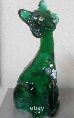 Fenton Glass Animal #39/100 Emerald Green Alley Cat By Rosso HP D. Cutshaw