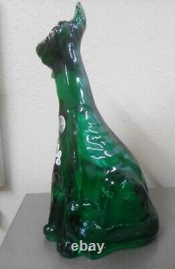 Fenton Glass Animal #39/100 Emerald Green Alley Cat By Rosso HP D. Cutshaw