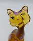 Fenton Glass Autumn Gold 4 Flowers Happy Winking Cat Fagca Signed 10 Of 50