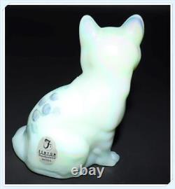 Fenton Glass Cat #5165 Floral Interlude On Sea Mist Hand Painted Signed