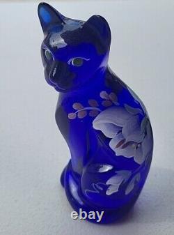 Fenton Glass Cat Blue Turquoise Hand Painted And Signed By S Terance 5