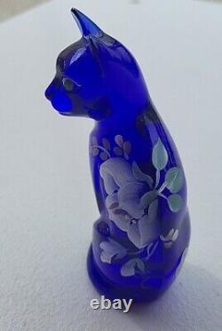 Fenton Glass Cat Blue Turquoise Hand Painted And Signed By S Terance 5