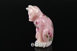 Fenton Glass Cat Figurine Rosalene Holiday Parade Valentines Day kitten pink