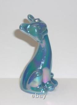 Fenton Glass Georgia Blue Carnival 4 Happy Kitty Cat FAGCA Excl 2023 by Mosser