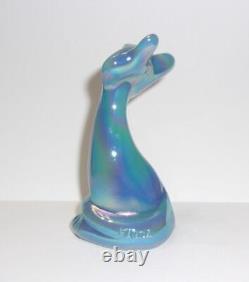Fenton Glass Georgia Blue Carnival 4 Happy Kitty Cat FAGCA Excl 2023 by Mosser