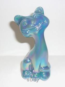 Fenton Glass Georgia Blue Carnival 4 Happy Kitty Cat FAGCA Excl 2023 by Mosser