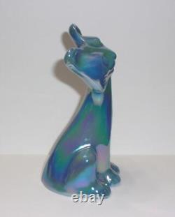 Fenton Glass Georgia Blue Carnival 6 Happy Cat FAGCA Exclusive'23 Mosser Glass