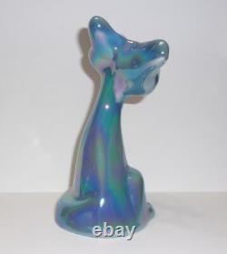 Fenton Glass Georgia Blue Carnival 6 Happy Cat FAGCA Exclusive'23 Mosser Glass
