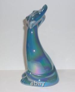 Fenton Glass Georgia Blue Carnival 6 Happy Cat FAGCA Exclusive'23 Mosser Glass