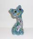 Fenton Glass Georgia Blue Carnival Bees & Flowers 4 Happy Kitty Cat Fagca Le