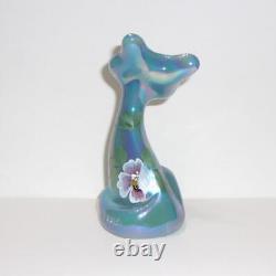 Fenton Glass Georgia Blue Carnival Bees & Flowers 4 Happy Kitty Cat FAGCA LE
