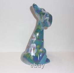 Fenton Glass Georgia Blue Carnival Bees & Flowers 6 Happy Cat FAGCA Ltd Ed