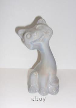 Fenton Glass Grey Marble 6 Large Happy Cat FAGCA Exclusive 2023 Mosser Glass