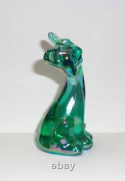 Fenton Glass Teal Carnival 4 Happy Kitty Cat FAGCA Exclusive 2023 by Mosser