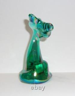 Fenton Glass Teal Carnival 4 Happy Kitty Cat FAGCA Exclusive 2023 by Mosser