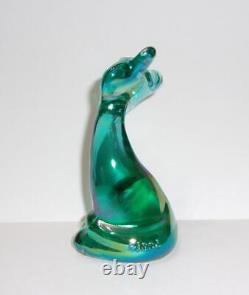 Fenton Glass Teal Carnival 4 Happy Kitty Cat FAGCA Exclusive 2023 by Mosser