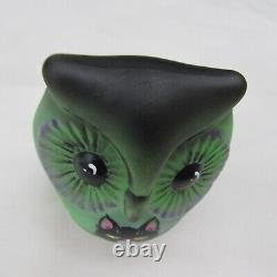 Fenton Jadeite Green Bucket Cat Hand Painted Owl Special Order LE 2022 C2458