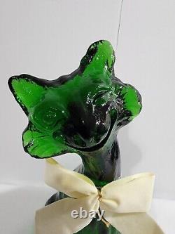 Fenton Mould Glossy Forest Green Alley Cat By Mosser Glass New Arrival