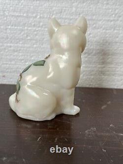 Fenton Opalescent Glass Cat Hand Painted, Signed, Floral Glitter Christmas