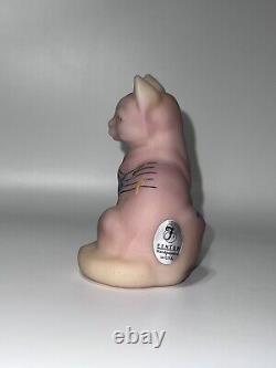 Fenton Pink Burmese Sitting Cat, Musical Notes, Hand Painted by CC Hardman