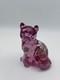 Fenton Pink Sitting Cat Figurine Hand Painted Floral Kitty Signed Gold Glitter