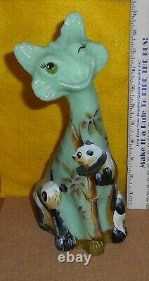 Fenton Rare Art Glass Alley Cat With Panda Multi Color Display