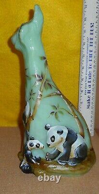 Fenton Rare Art Glass Alley Cat With Panda Multi Color Display