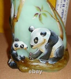 Fenton Rare Art Glass Alley Cat With Panda Multi Color Display