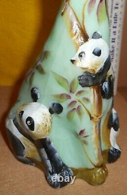 Fenton Rare Art Glass Alley Cat With Panda Multi Color Display