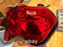Fenton Ruby Red Art Deco stretch glass cat Metallic colors 11