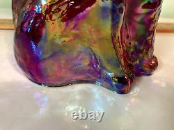 Fenton Ruby Red Art Deco stretch glass cat Metallic colors 11