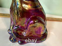 Fenton Ruby Red Art Deco stretch glass cat Metallic colors 11